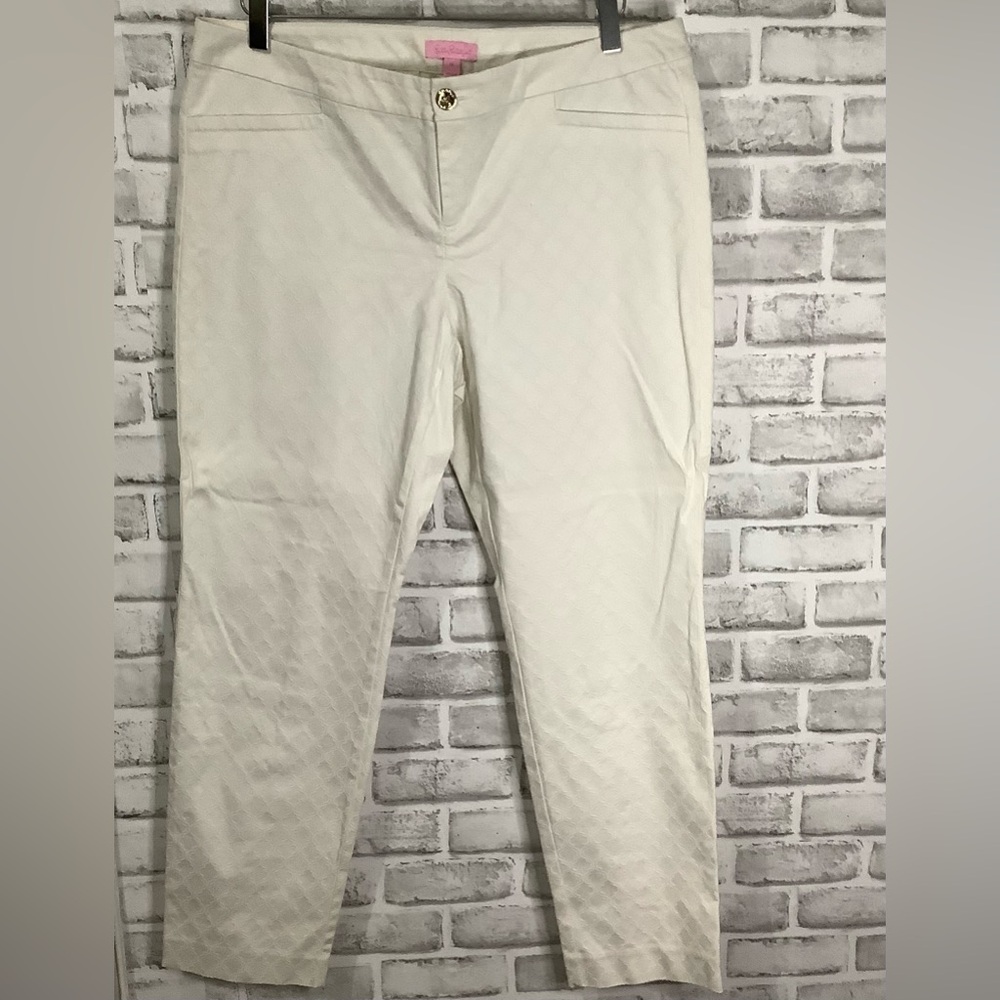 Lilly Pulitzer Resort White Kelly Stretch Resort Pants Size 14 (W450)